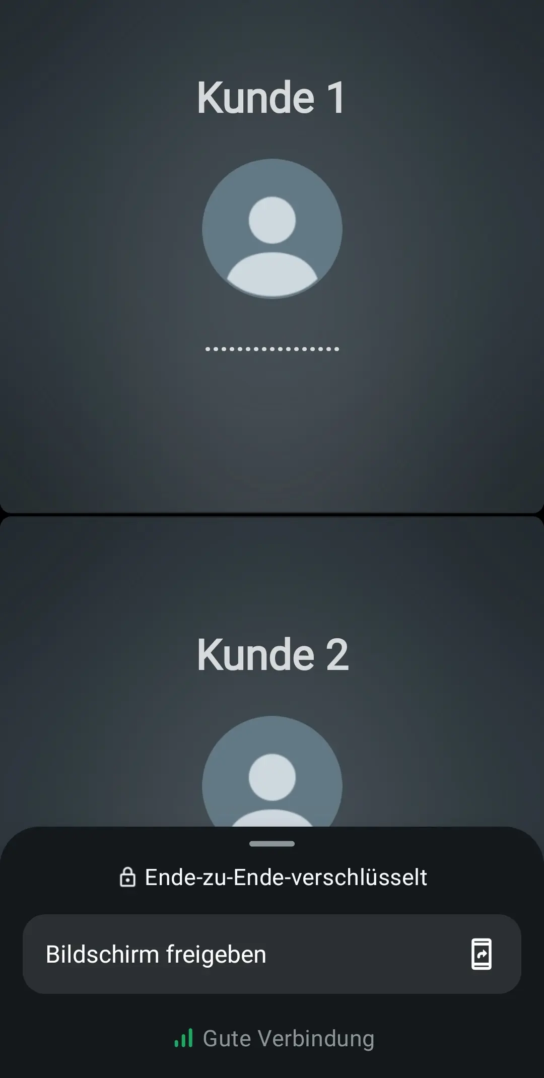Bild: Ansicht eines laufenden WhatsApp Gruppenanrufs