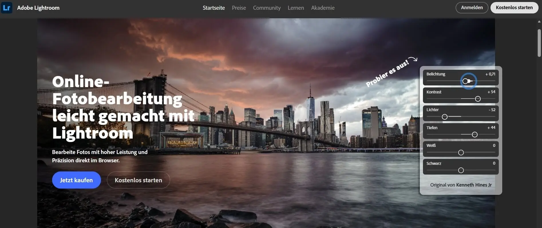 Bild: Adobe Lightroom im Browser
