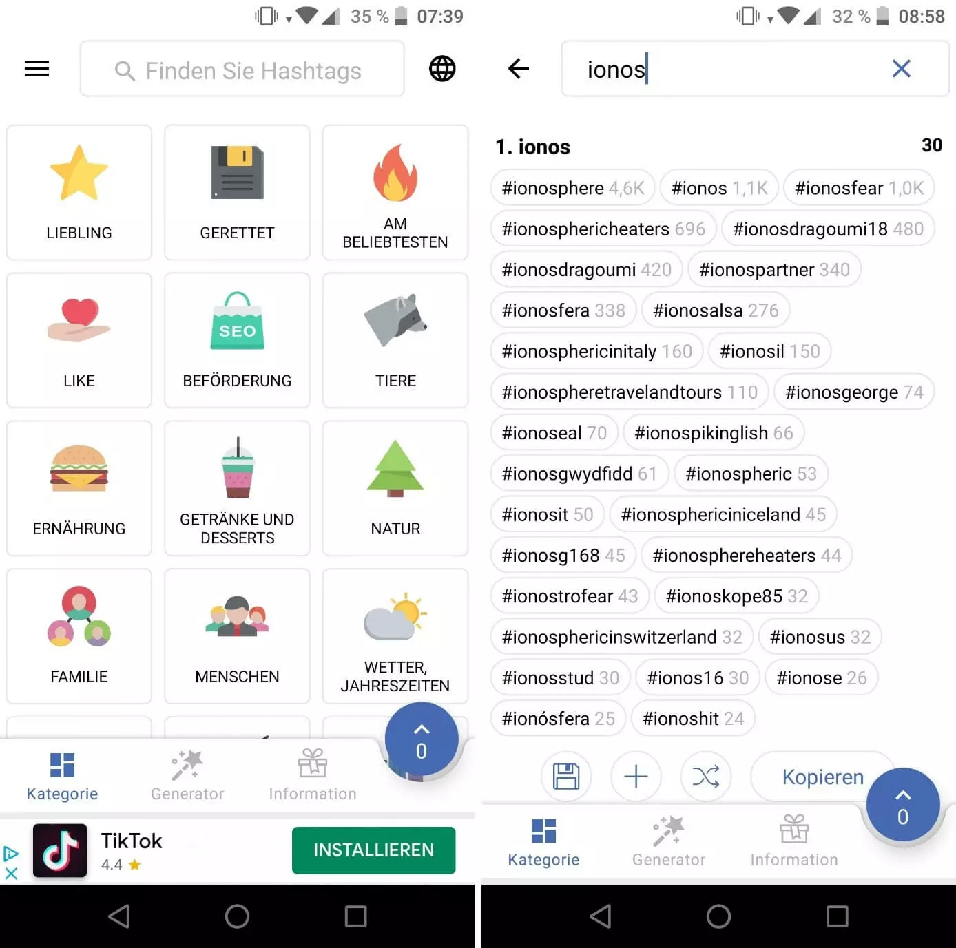 Bild: inTags: Screenshot der Android-Version