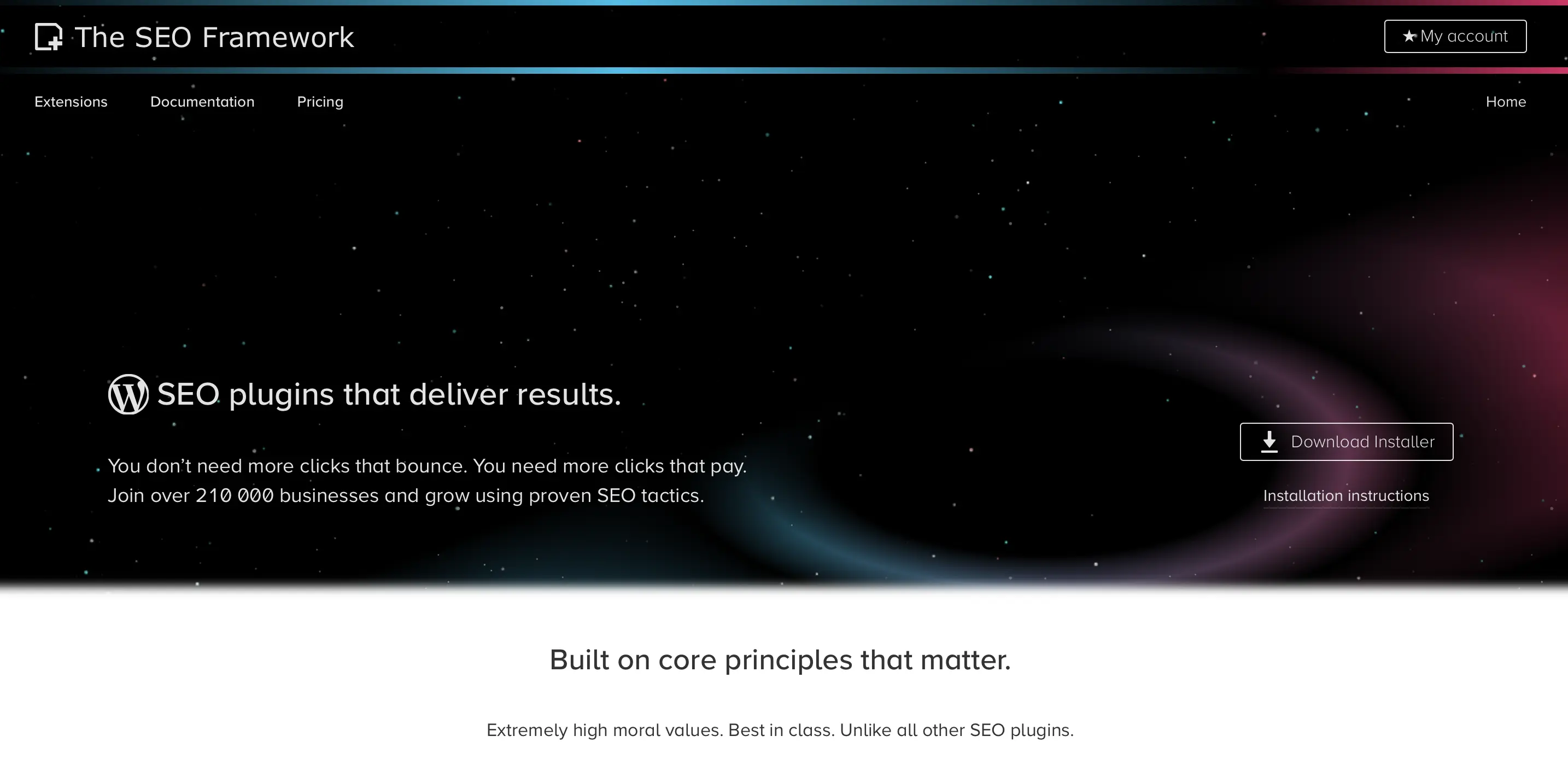 Bild: Screenshot der Website von The SEO Framework