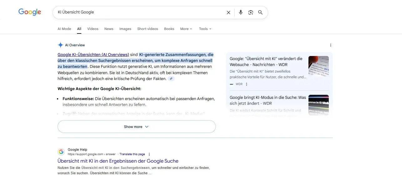 Die AI Overviews von Google Bild: Die AI Overviews von Google