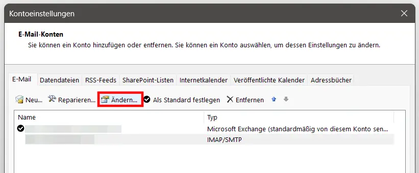 Outlook-Kontoeinstellungen: Übersicht verknüpfter Mail-Accounts Bild: Outlook-Kontoeinstellungen: Übersicht verknüpfter Mail-Accounts