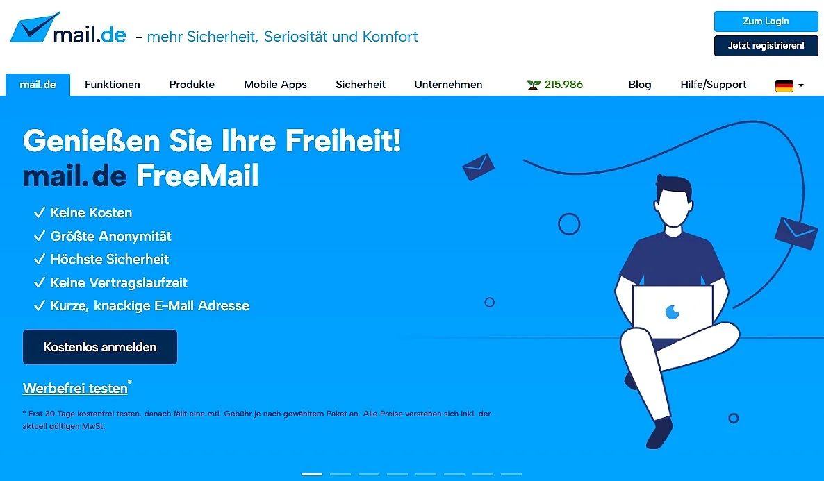 Bild: Website von mail.de