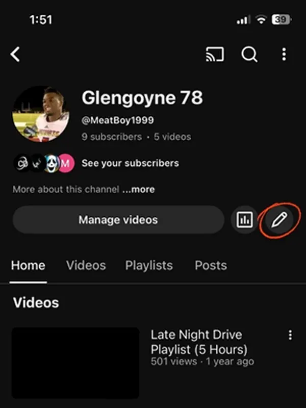 Bild: YouTube-App: &bdquo;Kanal bearbeiten&ldquo;-Button