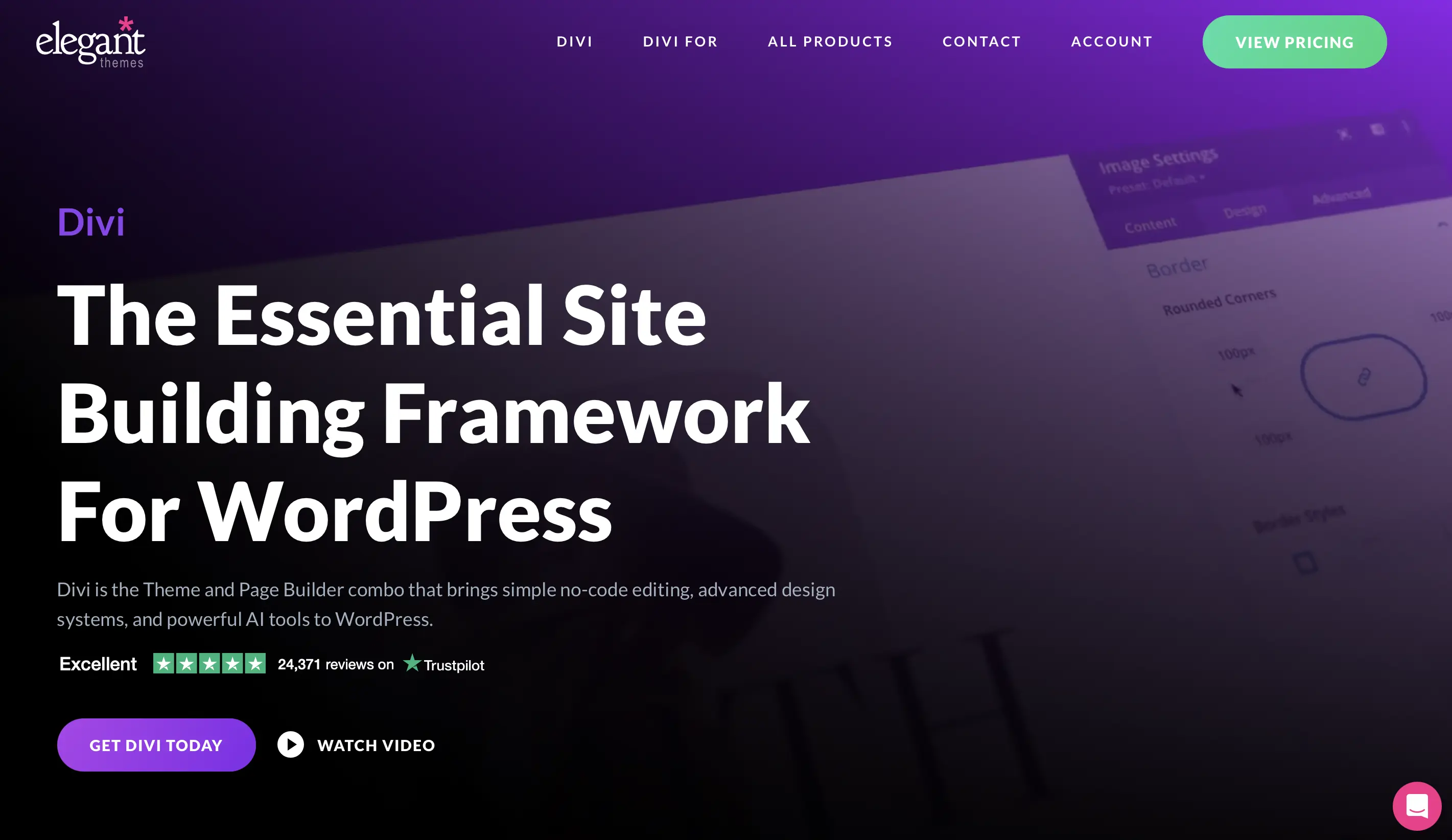Screenshot der Divi-Homepage Bild: Screenshot der Divi-Homepage