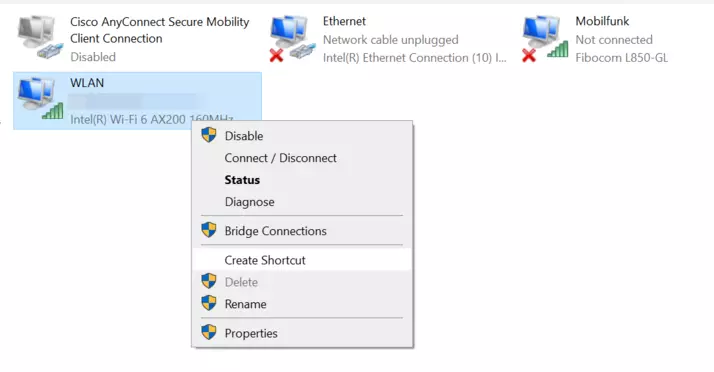 Eingerichtete Netzwerkverbindung in Windows 10 Eingerichtete Netzwerkverbindung in Windows 10