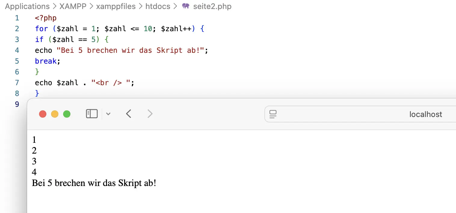 for-Schleife mit break Bild: for-Schleife mit break