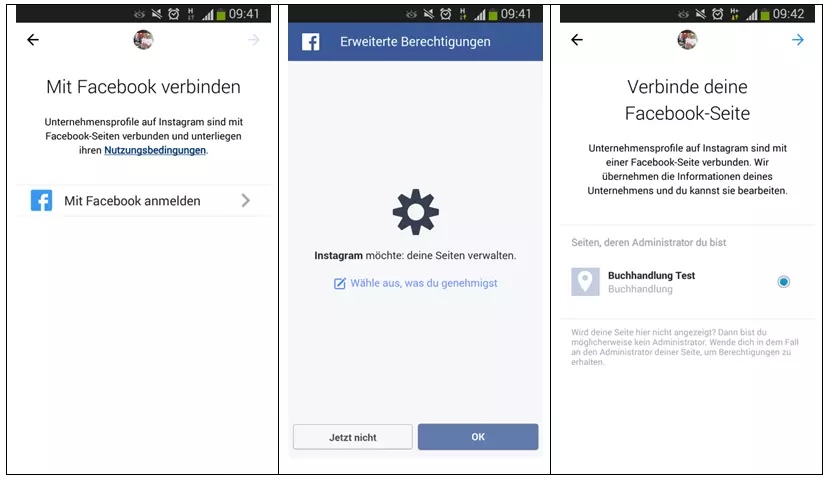 Bild: Verknüpfung des Instagram-Business-Profils mit Facebook