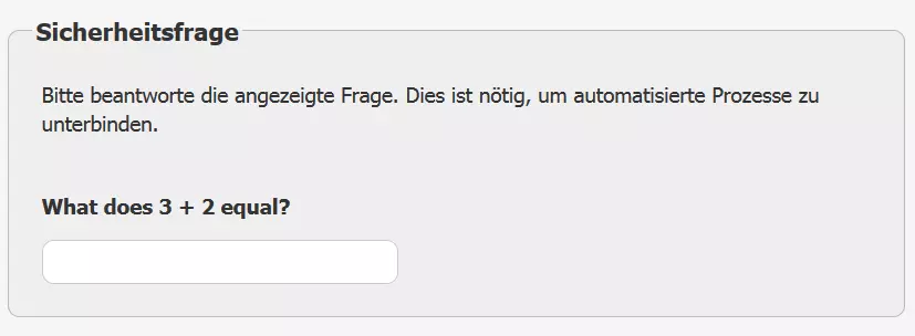 Bild: Ein mathematisches Captcha