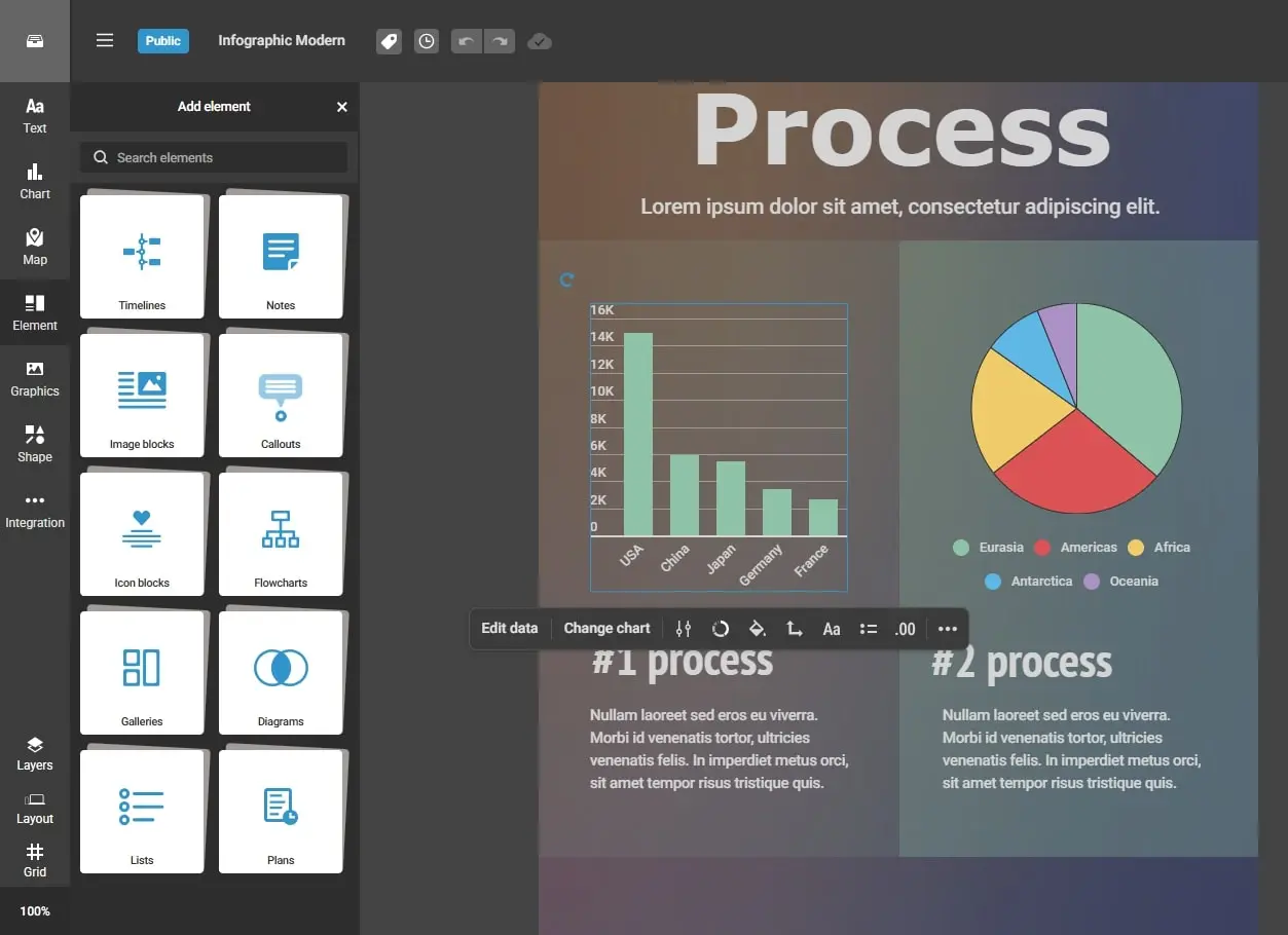 Bild: Benutzeroberfl&auml;che von infogram