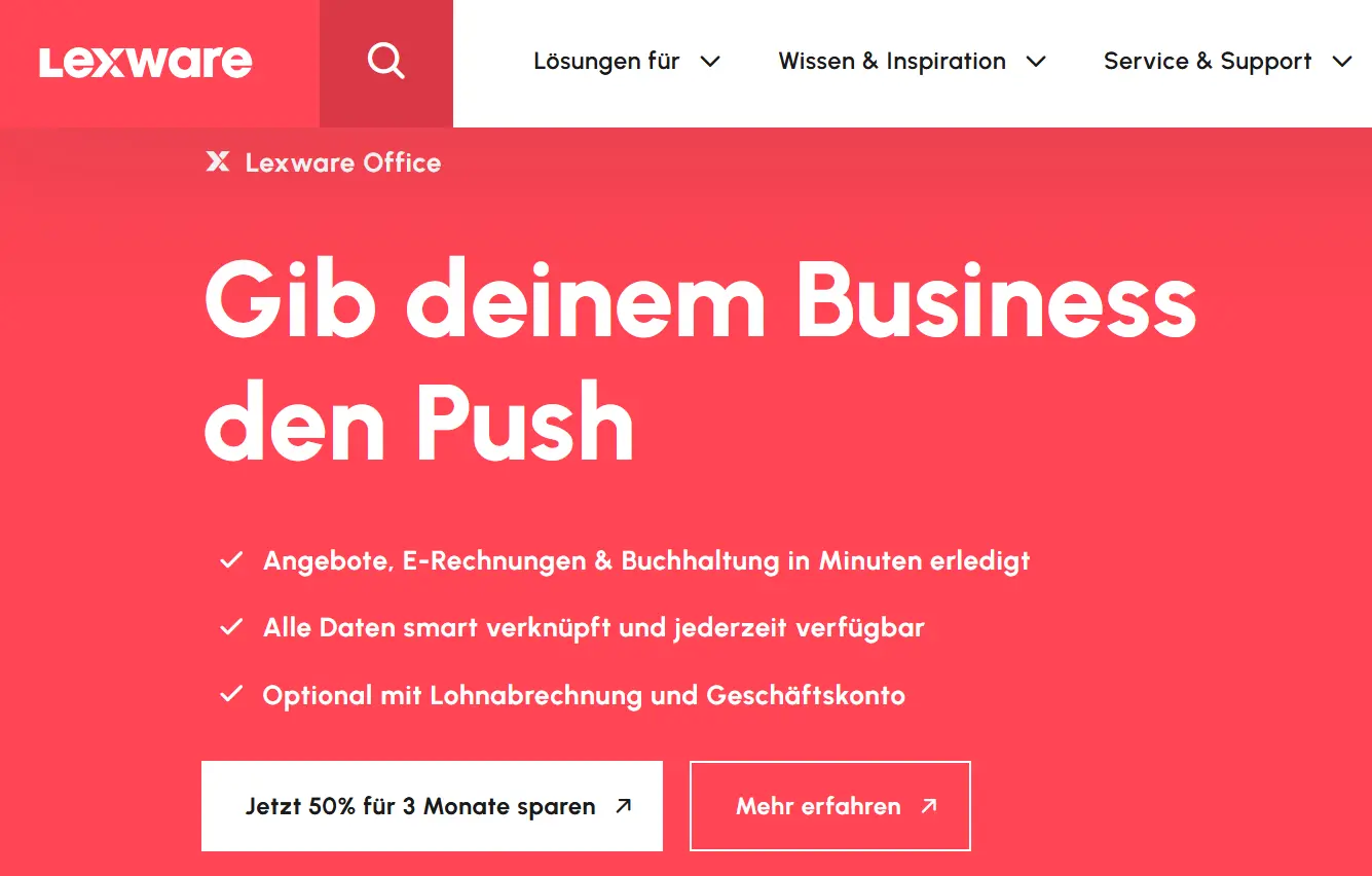 Website-Screenshot Lexware Office Bild: Website-Screenshot Lexware Office