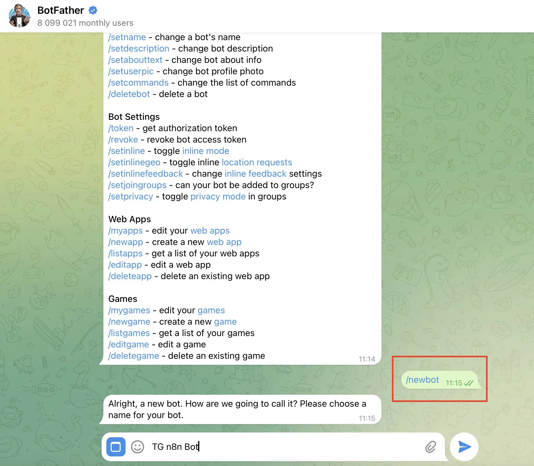 Bild: Telegram BotFather: neuen Bot erstellen