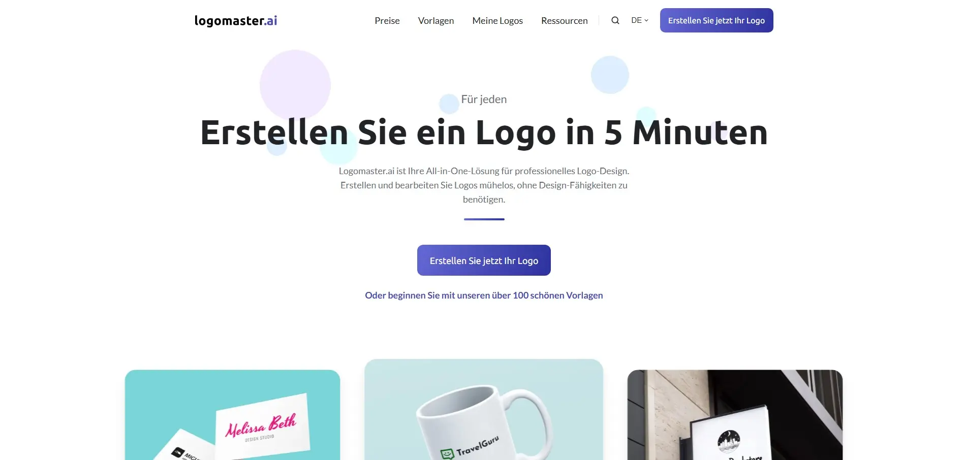 Bild: Screenshot der Logomaster Website
