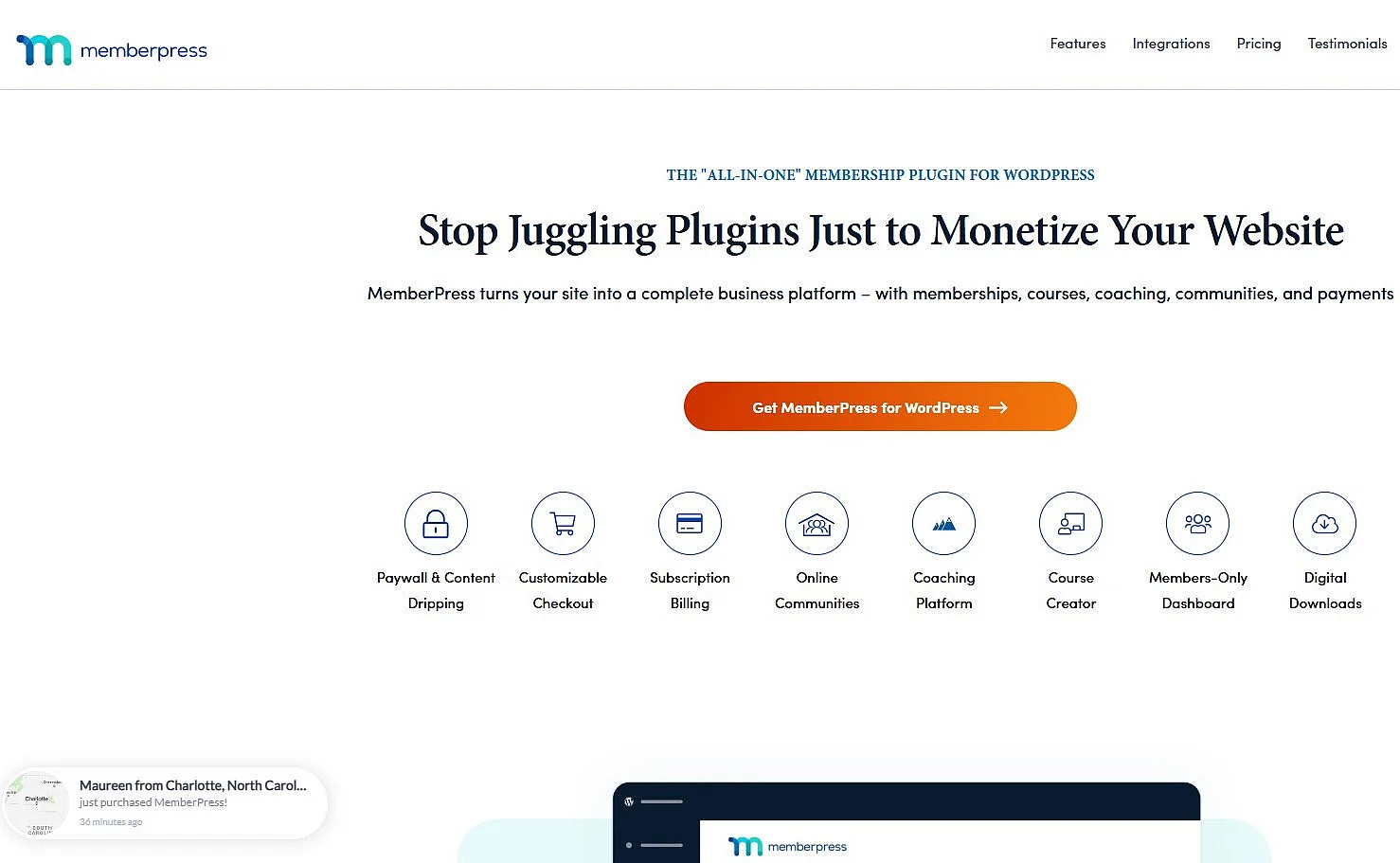 Screenshot der MemberPress-Homepage Bild: Screenshot der MemberPress-Homepage