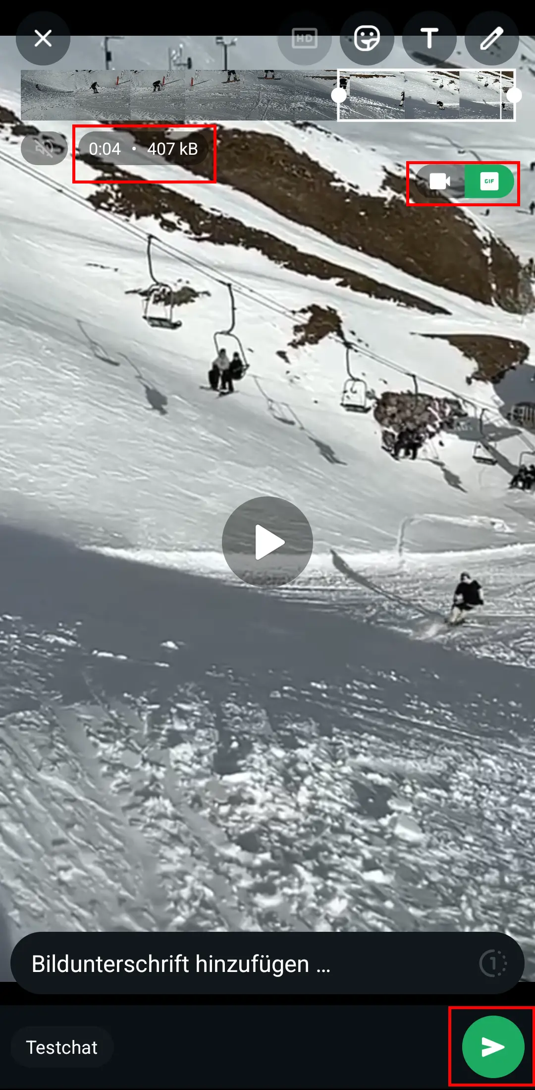 Android-Screenshot zur Erstellung eines GIFs Bild: Android-Screenshot zur Erstellung eines GIFs