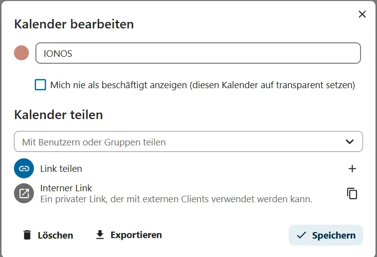 Nextcloud Calendar: Kalender bearbeiten Bild: Nextcloud Calendar: Kalender bearbeiten