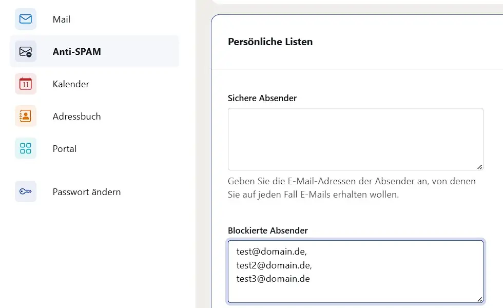 IONOS Blacklist Beispiel Bild: IONOS Blacklist Beispiel
