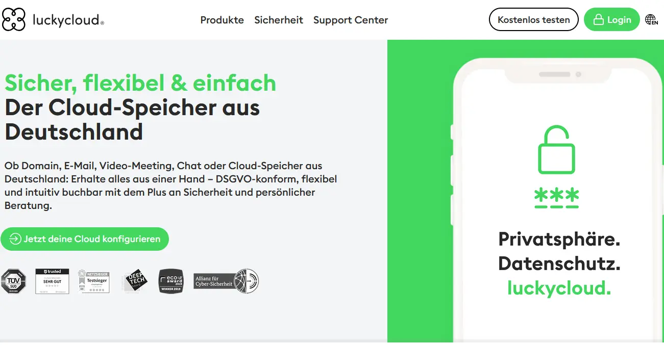 Bild: Website von der luckycloud-Website