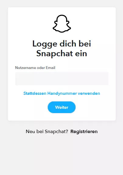 Snapchat-Login im Browser Snapchat-Login im Browser