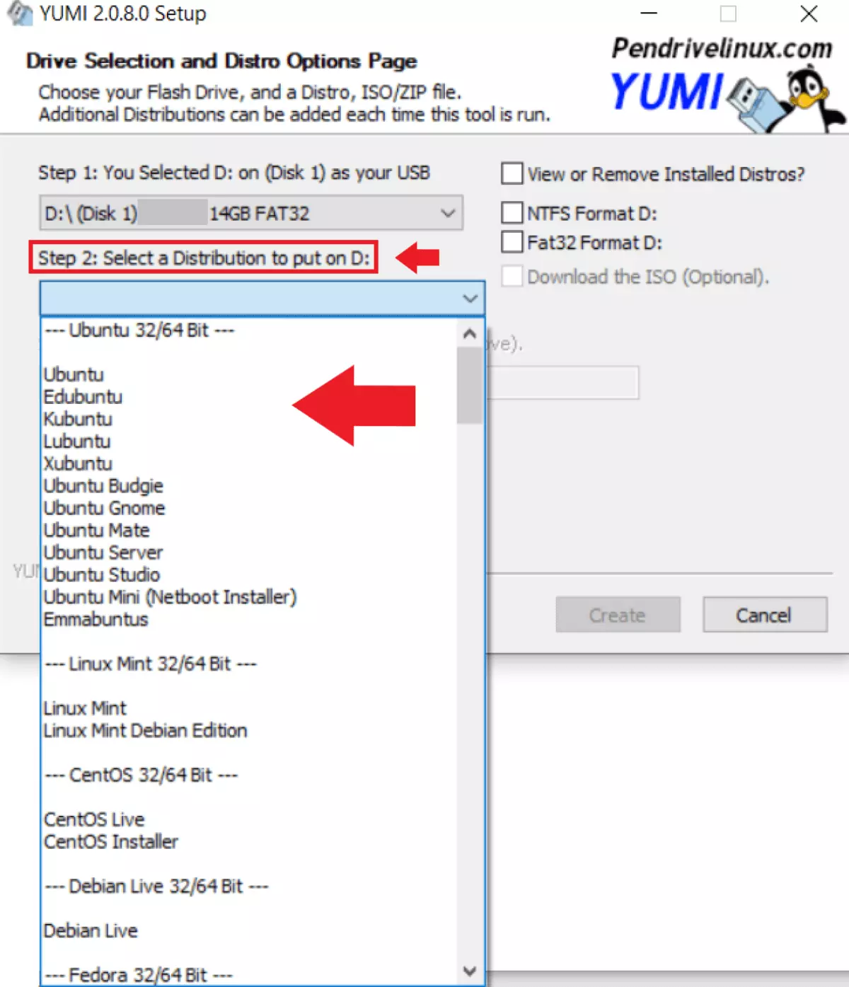 Bild: Unter „Step 2“ wählen sie die gewünschte Distribution oder Systemtools aus 