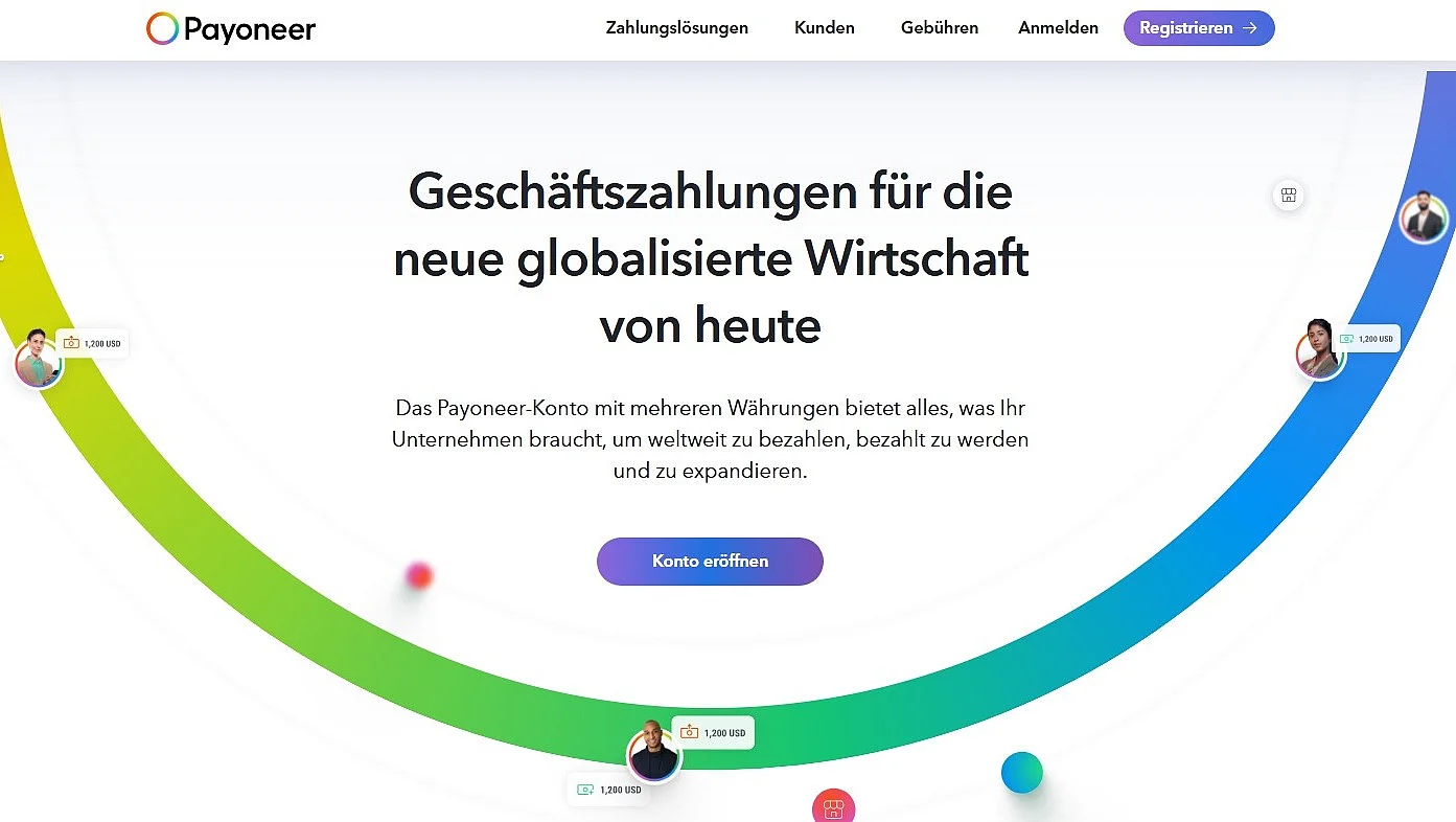 Startseite von Payoneer Bild: Startseite von Payoneer