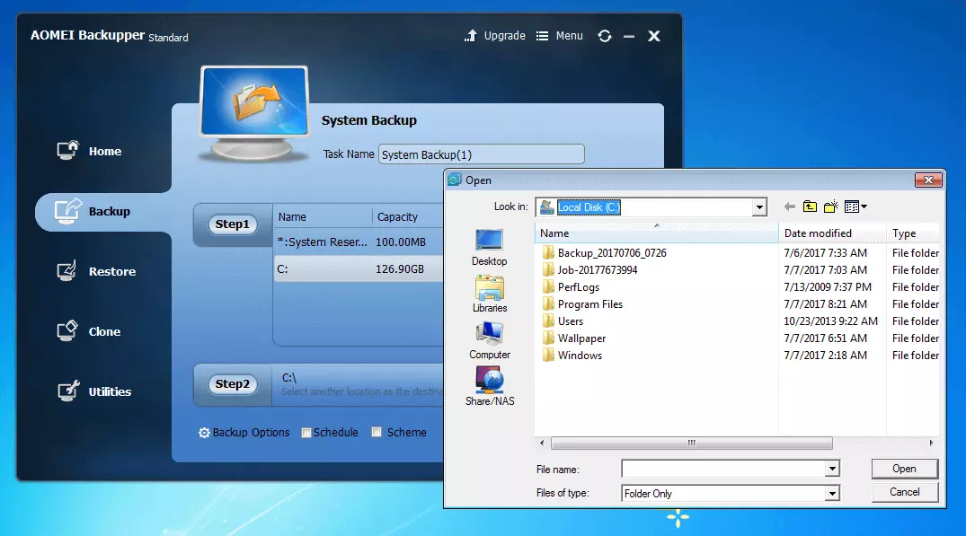 Bild: Aomei Backupper Standard 4.0.4: Backup-Setup