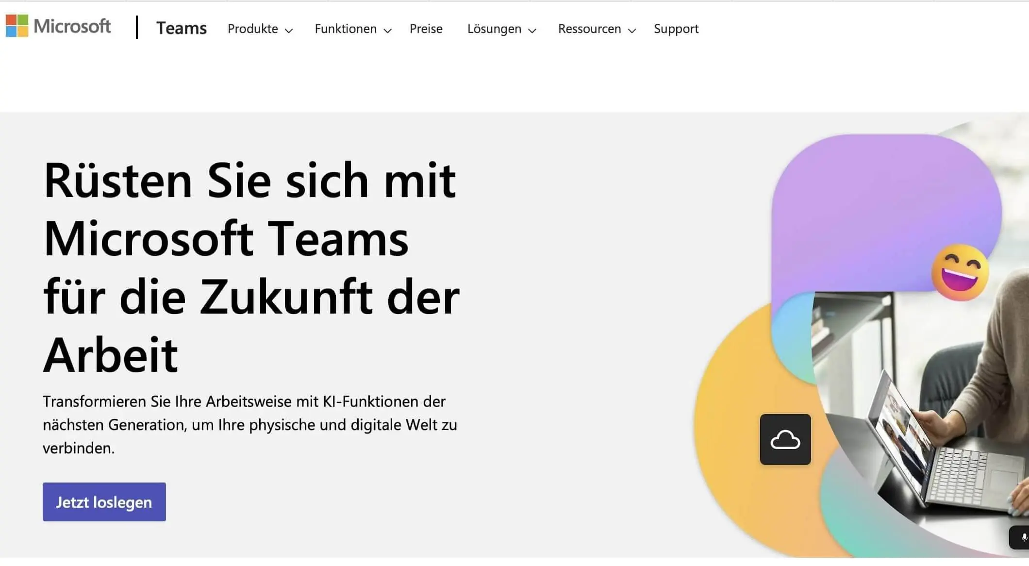 Screenshot der Microsoft Teams-Website Bild: Screenshot der Microsoft Teams-Website