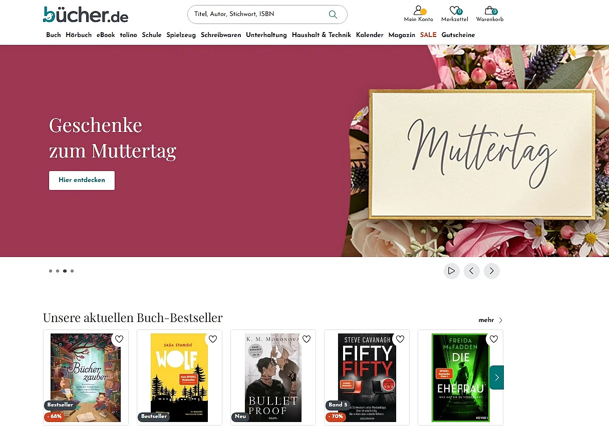 Der Onlineshop bücher.de Bild: Der Onlineshop bücher.de