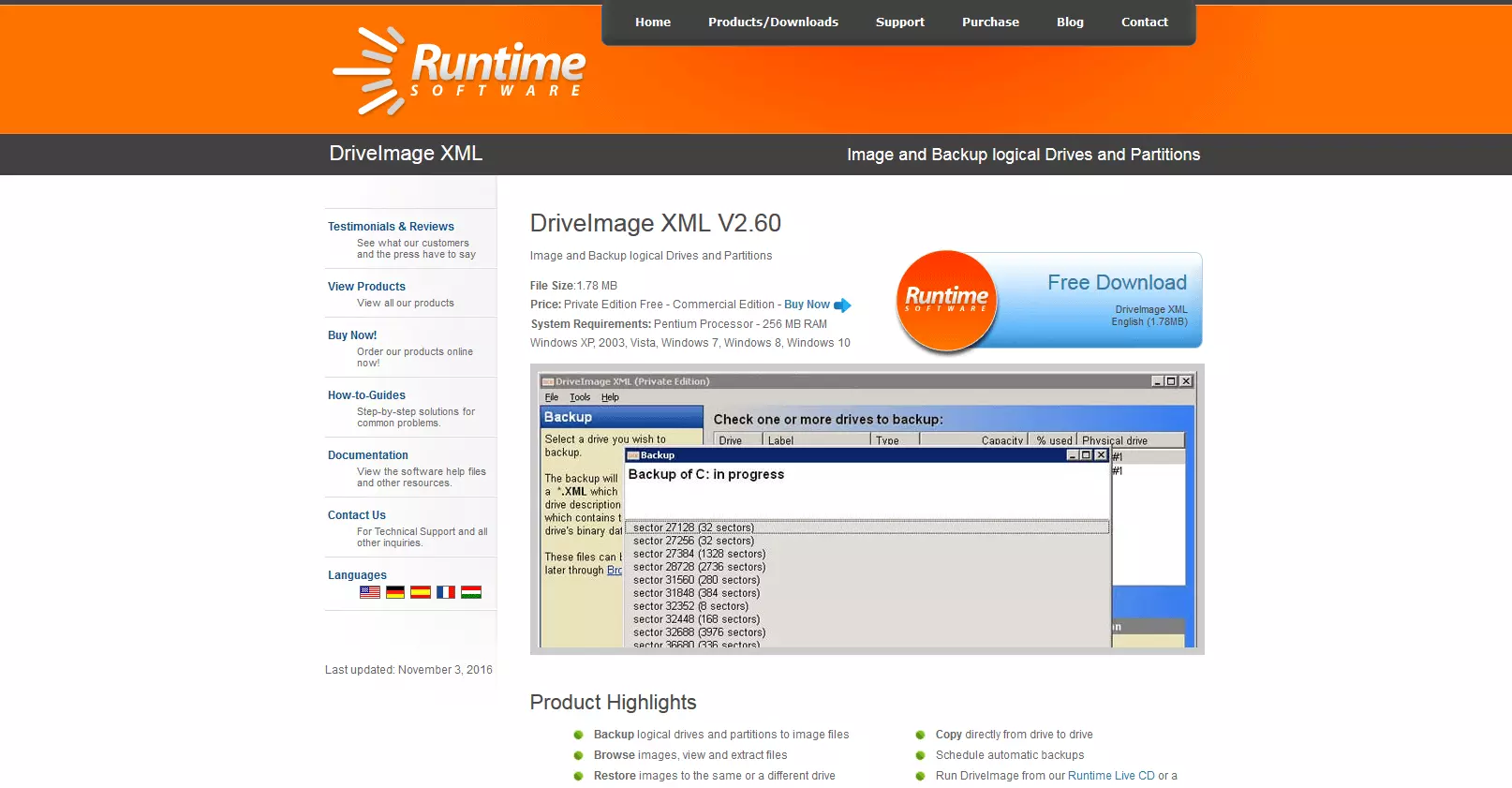 Bild: Produkt-Website: DriveImage XML 2.60