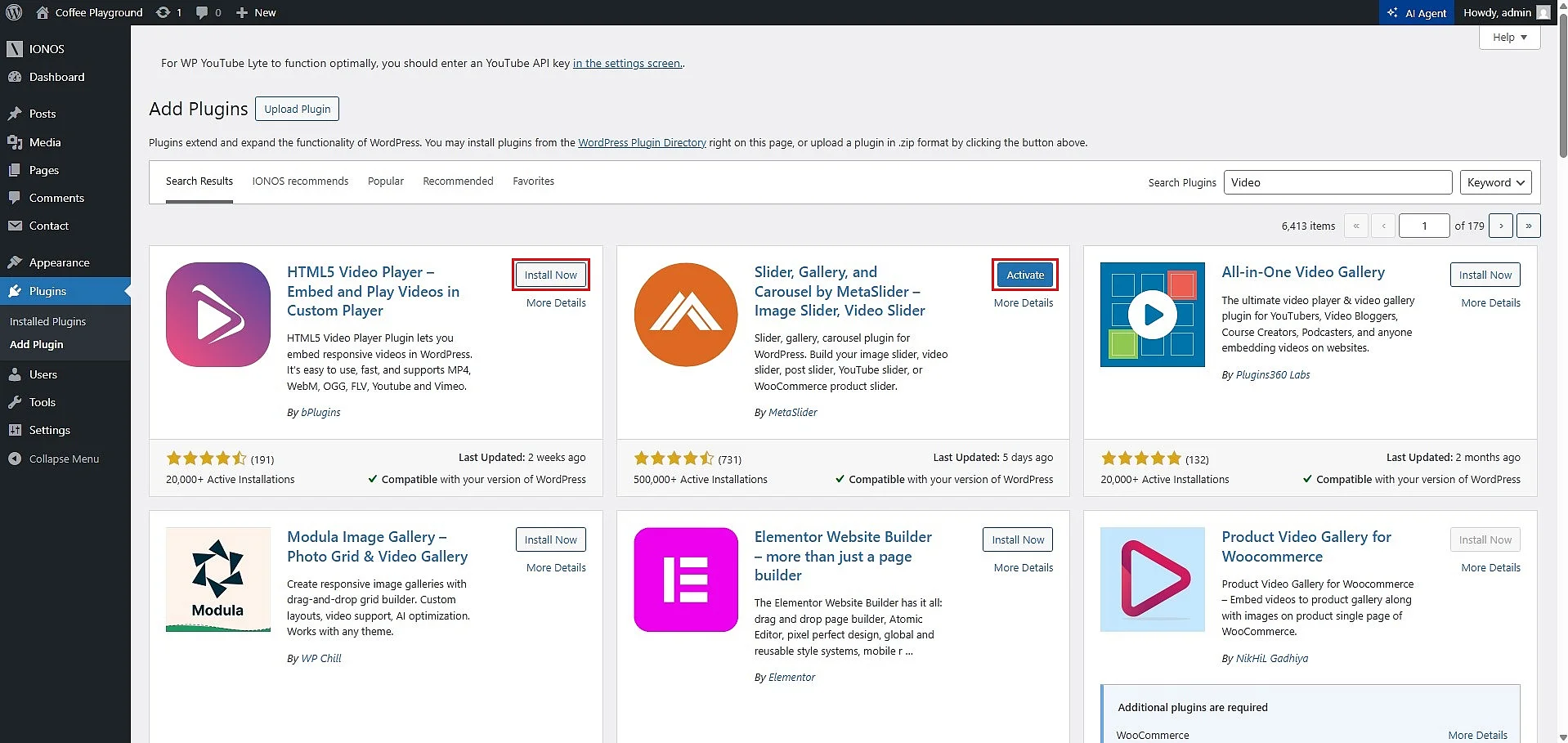 Bild: WordPress-Plugins: Buttons zum Installieren und Aktivieren