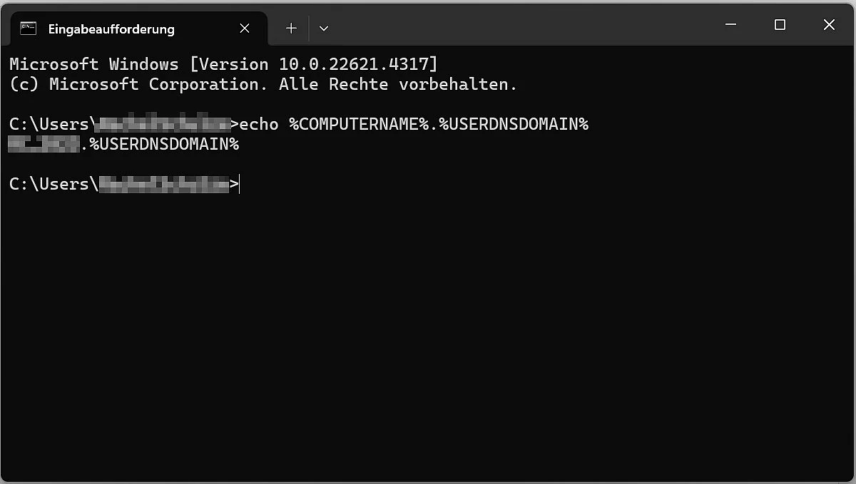 FQDN in der Windows-Kommandozeile anzeigen Bild: FQDN in der Windows-Kommandozeile anzeigen