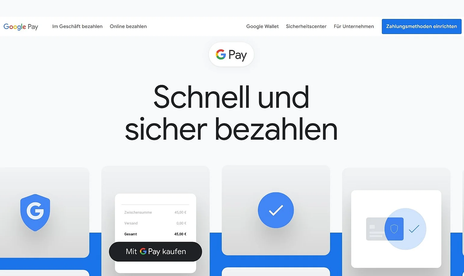 Startseite von Google Pay Bild: Startseite von Google Pay