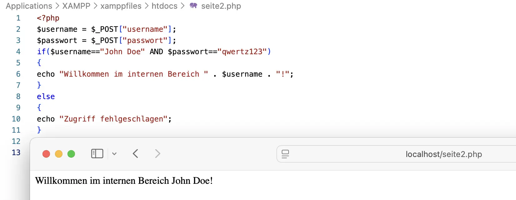 Passwortabfrage mit zwei Bedingungen Bild: Passwortabfrage mit zwei Bedingungen