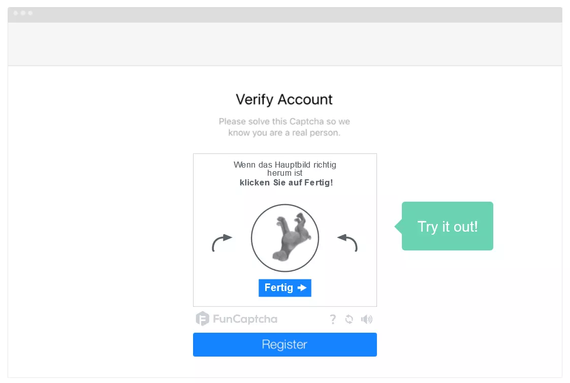 Bild: Beispiel eines FunCaptcha