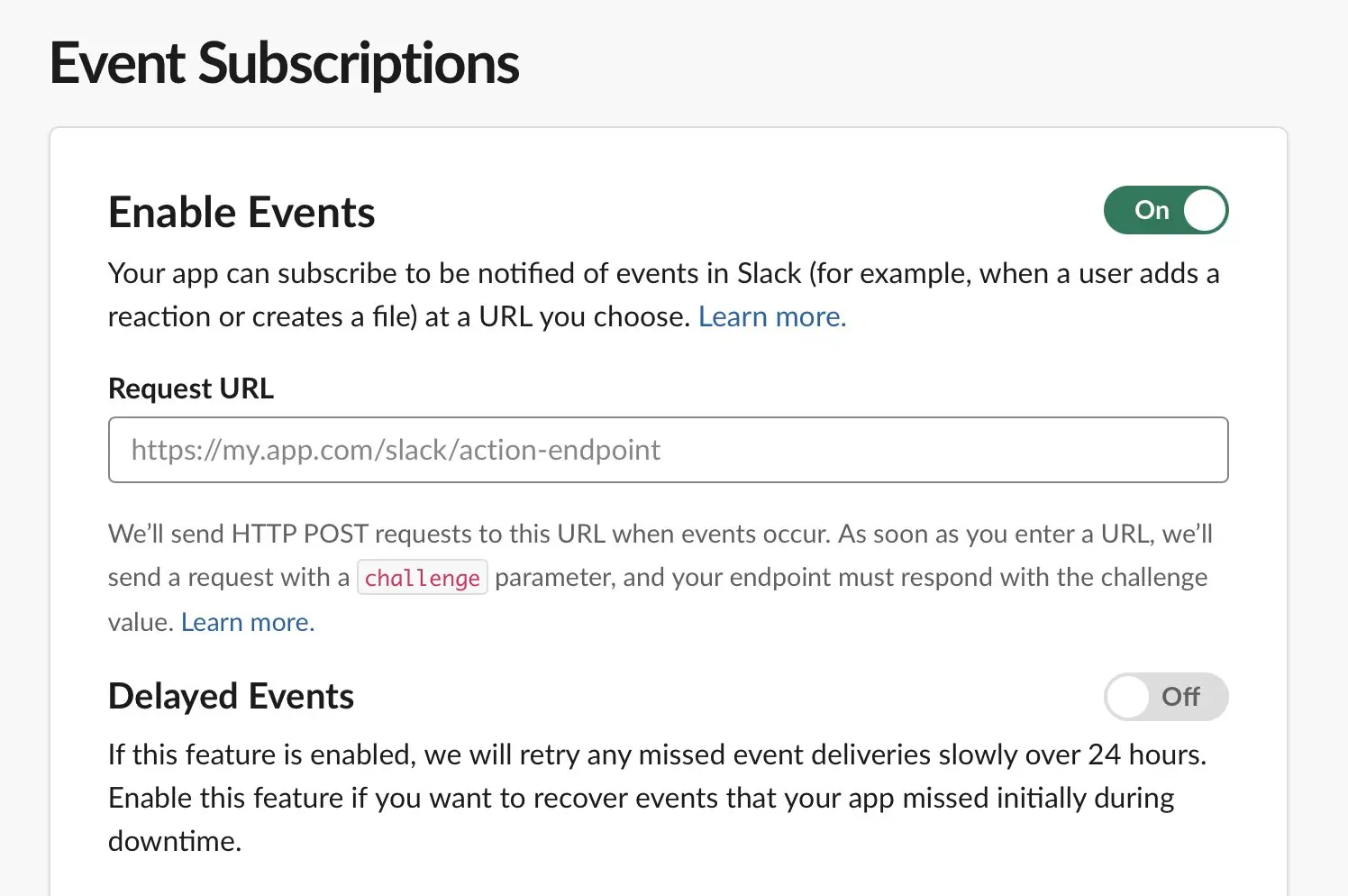 Bild: Slack: Event Subscriptions