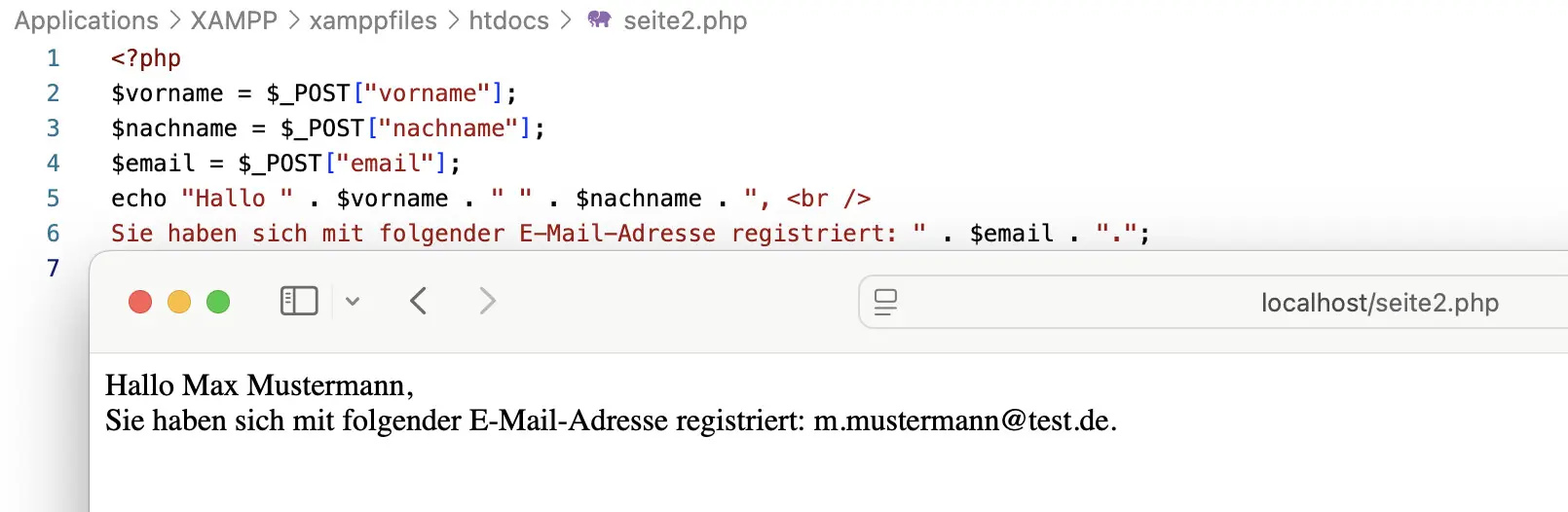 Ausgabe der Benutzerdaten Bild: Ausgabe der Benutzerdaten