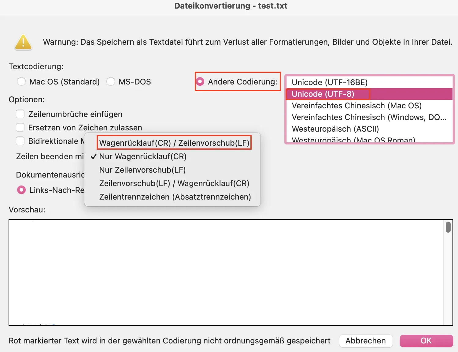 Bild: Screenshot: Dateikonvertierung bei Word