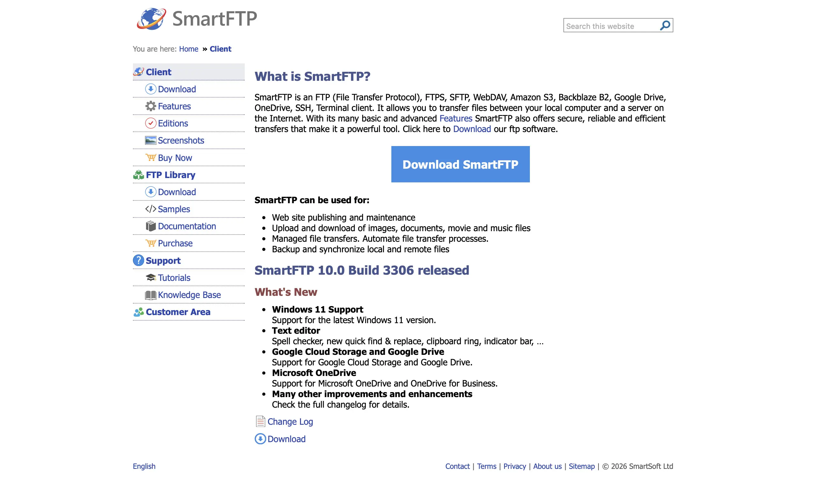 Bild: Screenshot der Website von SmartFTP