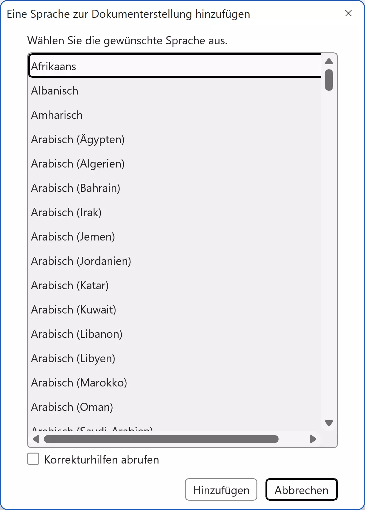 Liste der Sprachen der Rechtschreibprüfung in Word Liste der Sprachen der Rechtschreibprüfung in Word