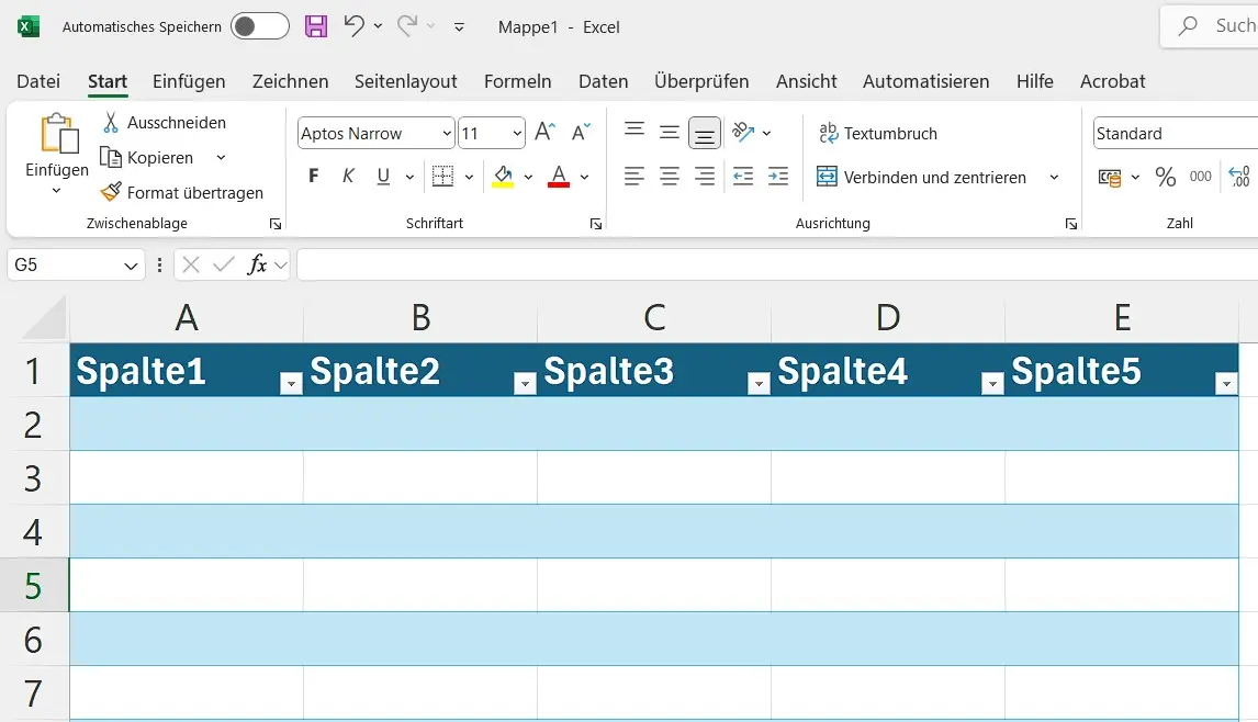 Screenshot von Microsoft Excel Bild: Screenshot von Microsoft Excel