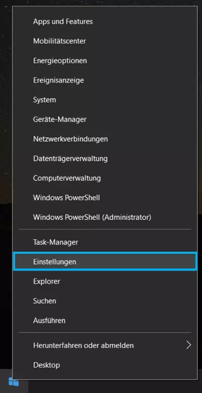 Bild: „Einstellungen“ in der Windows-Taskleiste