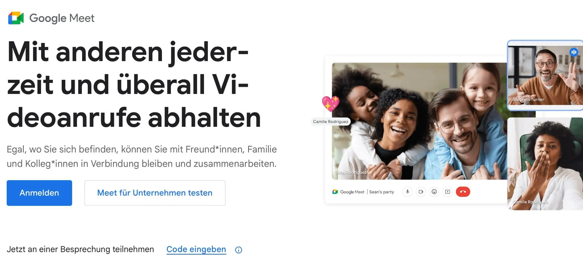 Bild: Screenshot der Google Meet Website