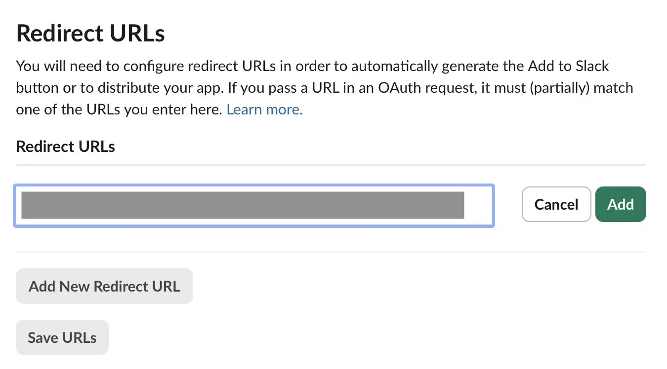 Bild: Slack: Redirect URLs