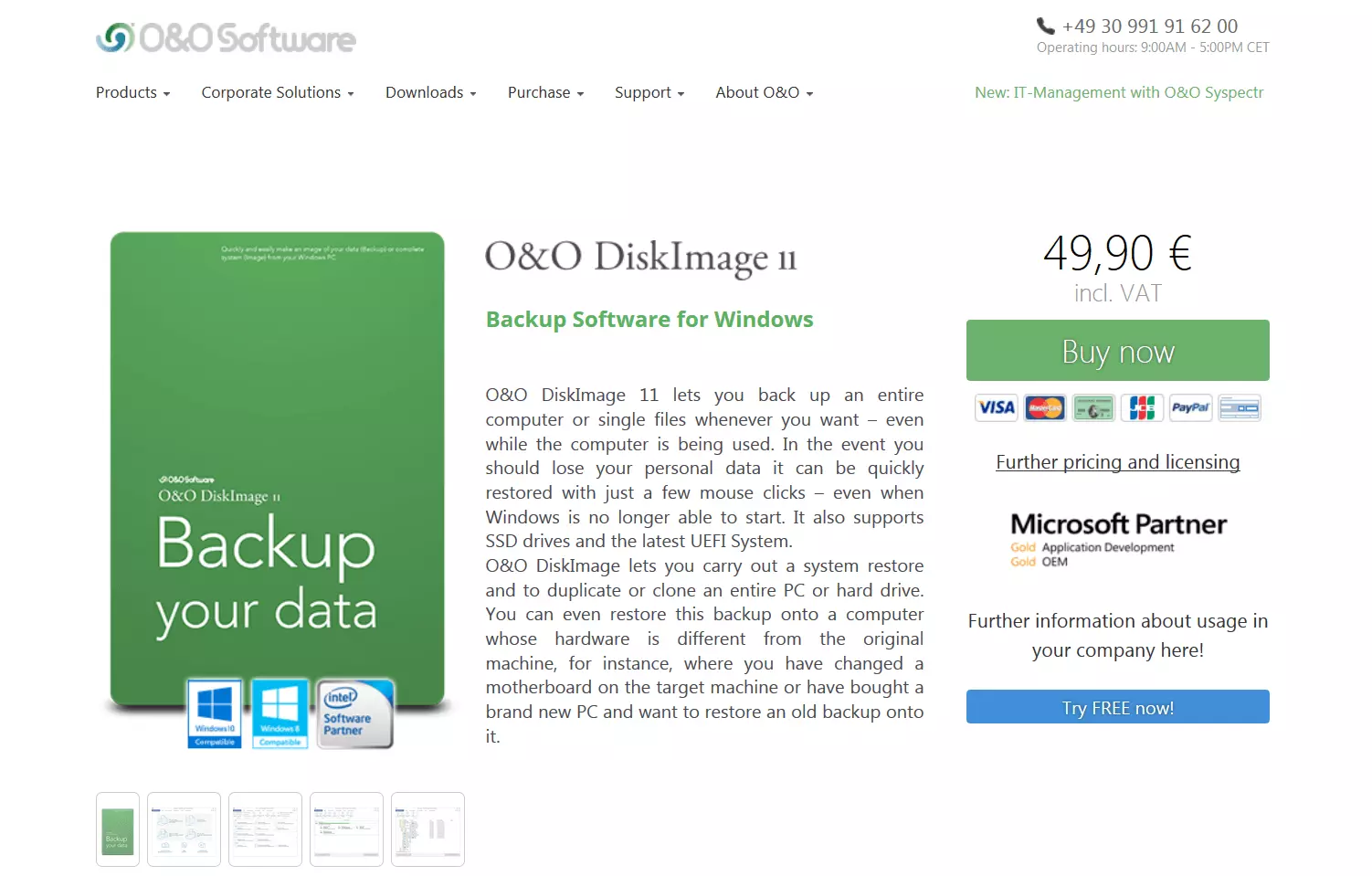 Bild: Produkt-Website: O&O DiskImage Professional 11.0