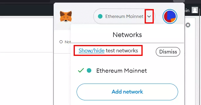 Bild: MetaMask-Menü in Mozilla Firefox