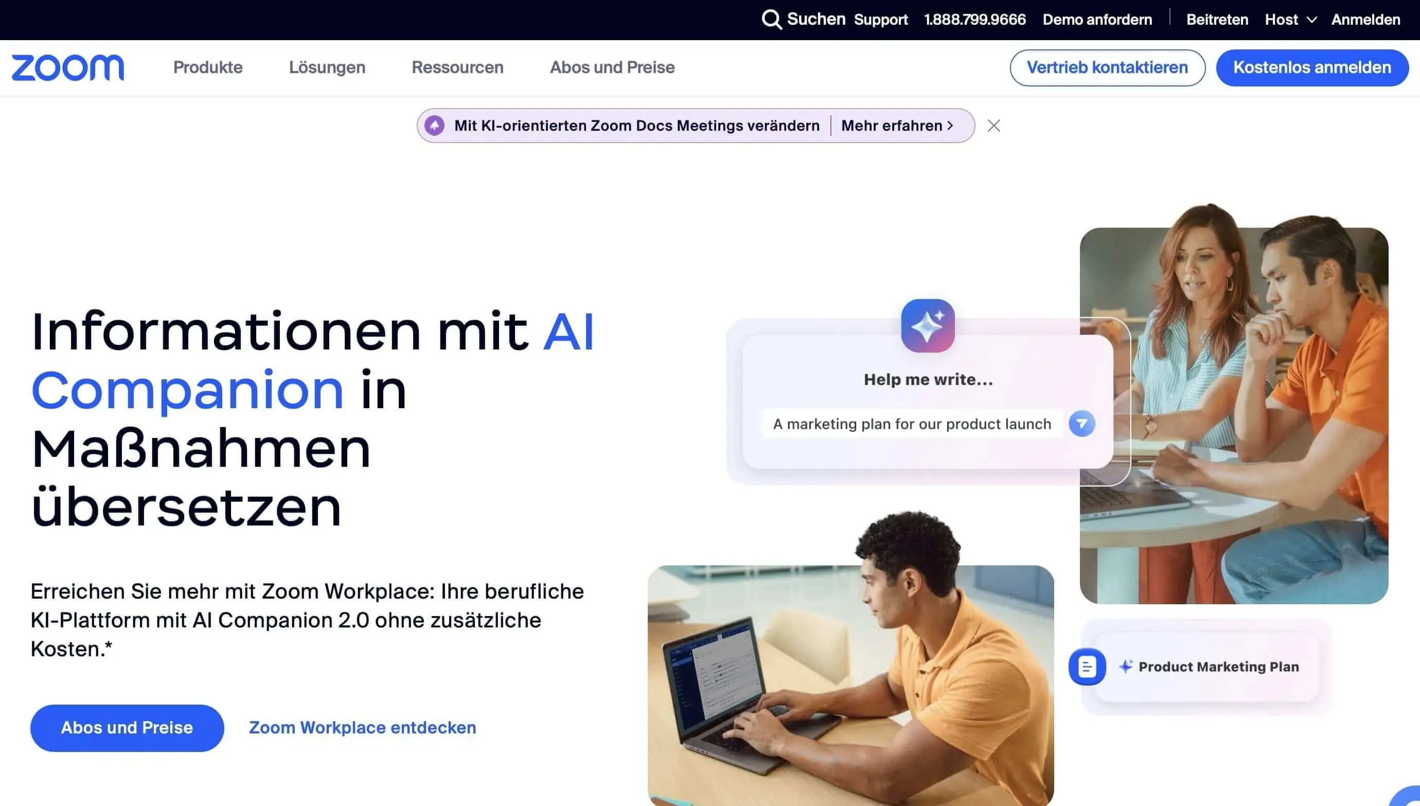 Screenshot der Zoom-Website Bild: Screenshot der Zoom-Website