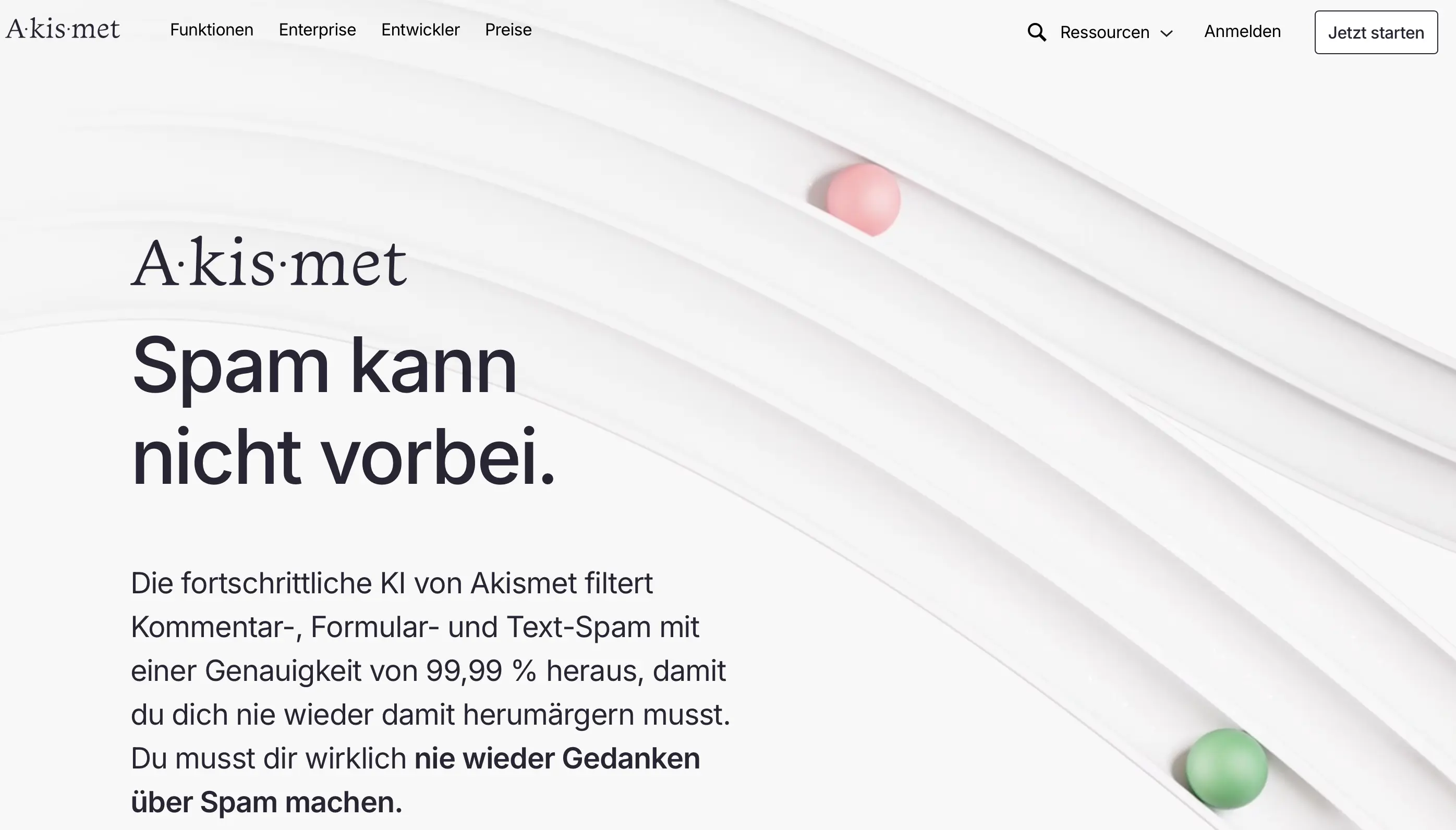 Bild: Screenshot der Akismet-Homepage