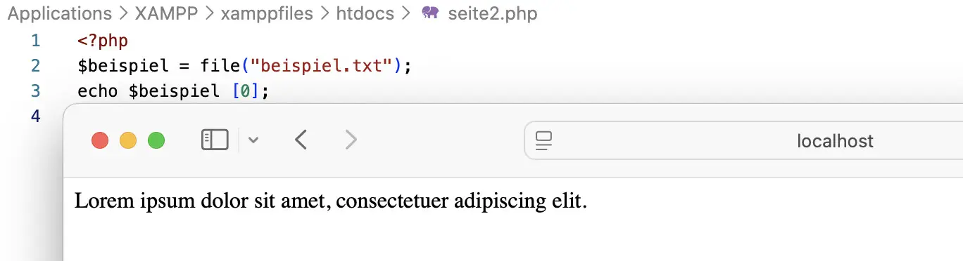 Die Funktion file() in der Anwendung Bild: Die Funktion file() in der Anwendung