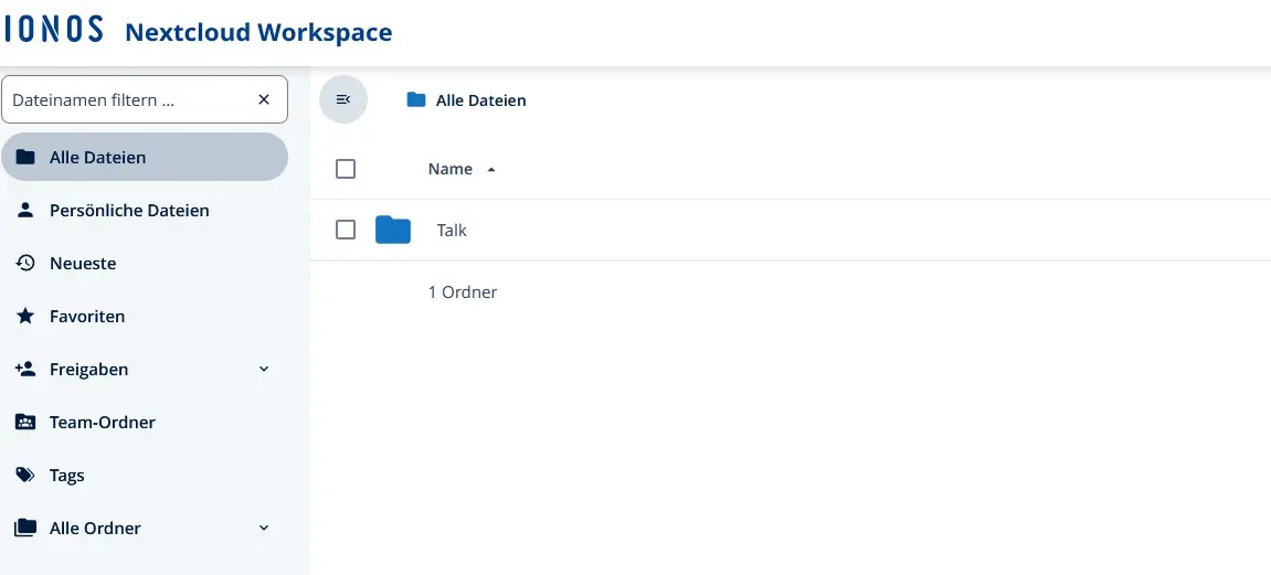 Bild: Nextcloud Workspace: Files