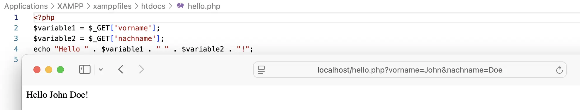 Datenübergabe mittels $_GET Bild: Datenübergabe mittels $_GET